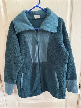 Columbia Teal Green Full-Zip Sherpa Fleece Jacket